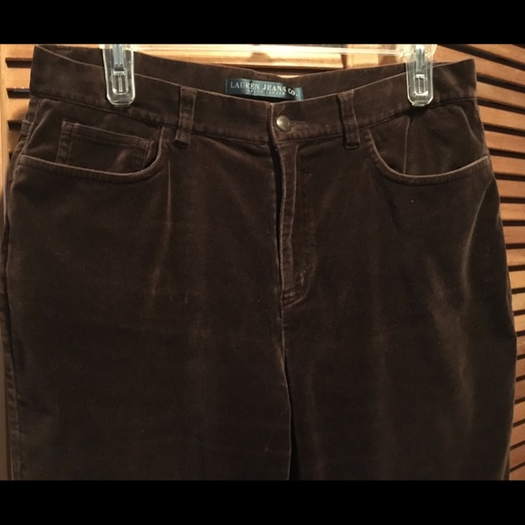 Lauren Ralph Lauren Brown Velour Jeans - Picture 2 of 8